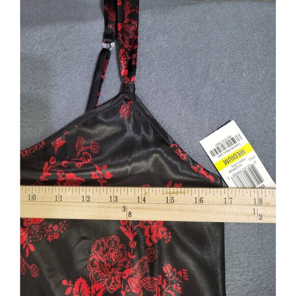 MORGAN TAYLOR Intimates Black Red Floral Nightgown Slip Dress Whimsigoth SZ M - Picture 7 of 10